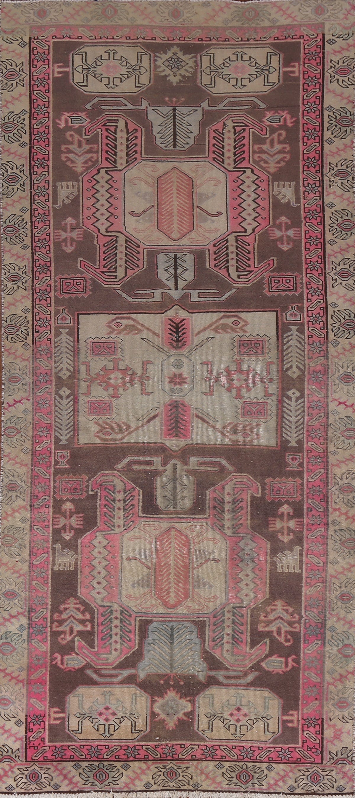 Geometric Meshkin Persian Runner Rug 4x9