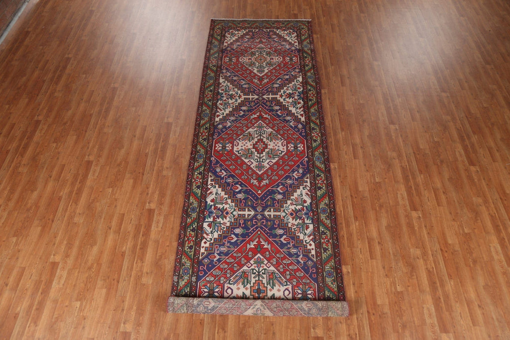 Geometric Handmade Tabriz Wool Persian Rug 4x15