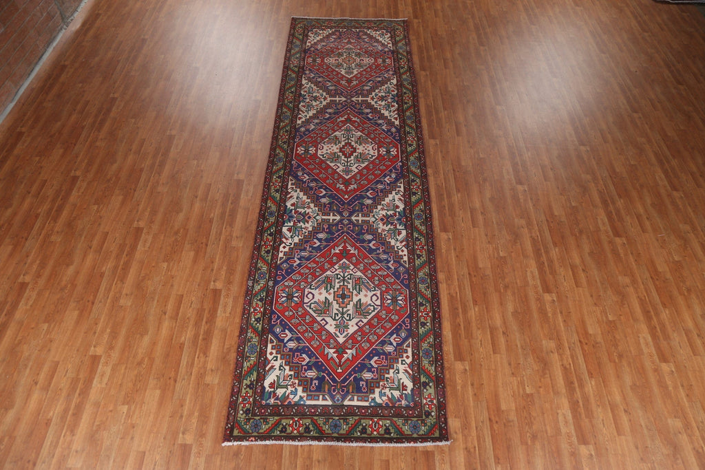 Geometric Handmade Tabriz Wool Persian Rug 4x15