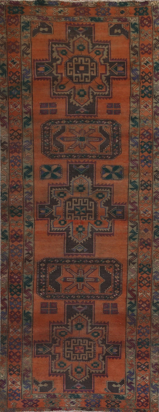 Geometric Handmade Ardebil Vintage Persian Rug 5x12
