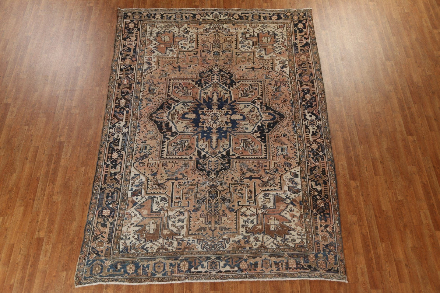 Vintage Wool Geometric Heriz Persian Rug 8x11