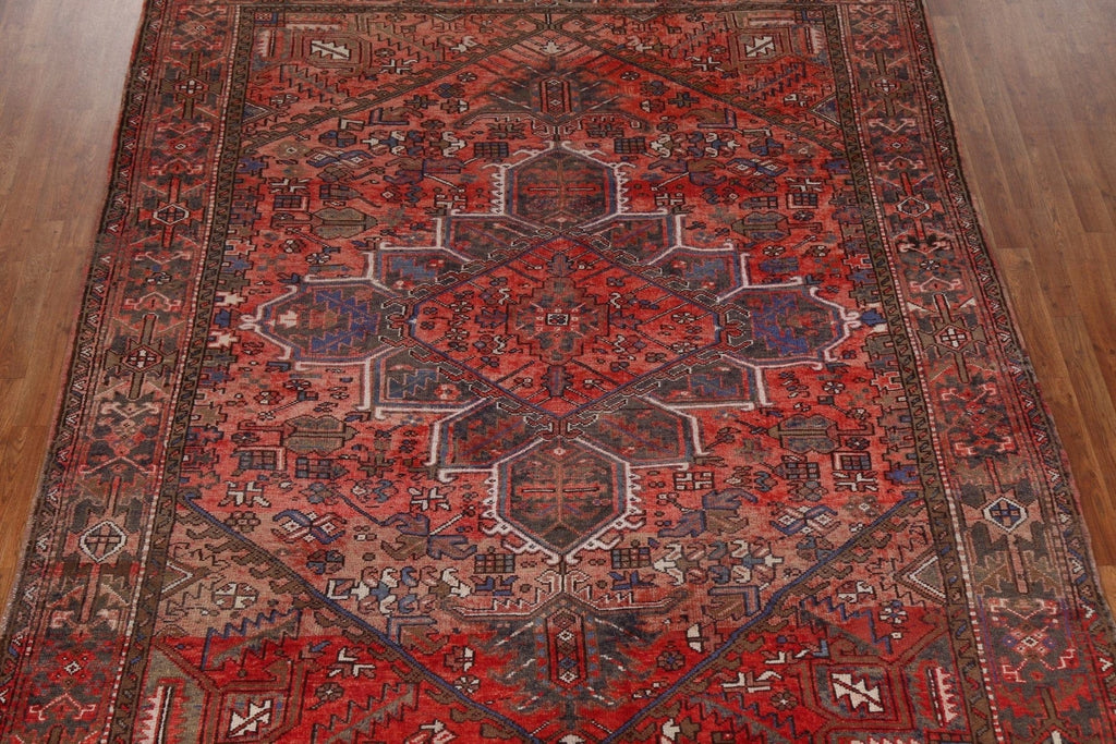 Red Geometric Wool Heriz Persian Rug 8x10