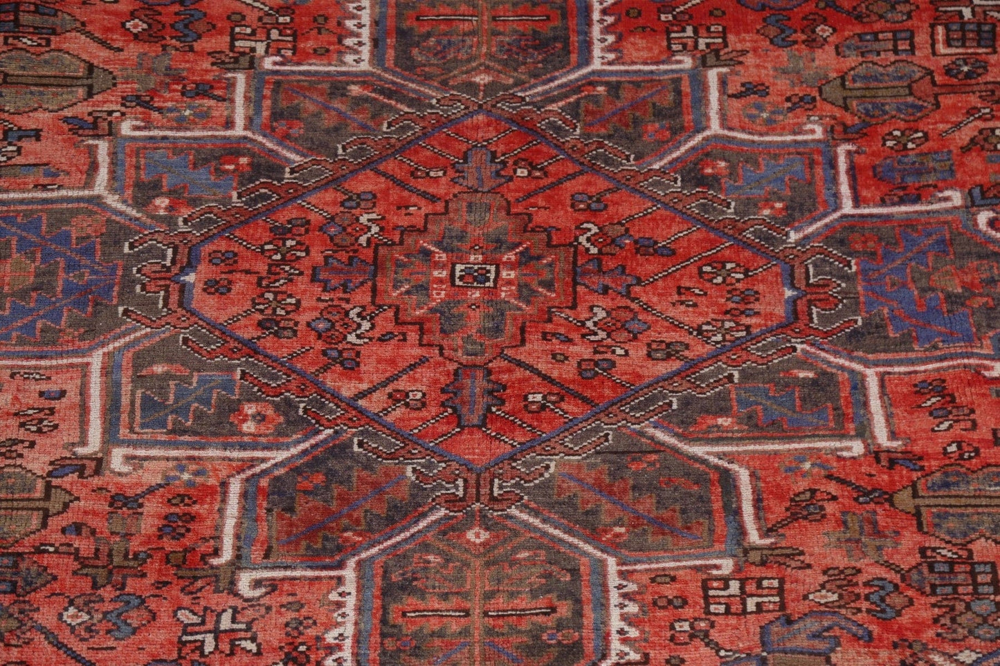 Red Geometric Wool Heriz Persian Rug 8x10