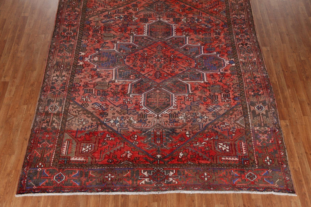 Red Geometric Wool Heriz Persian Rug 8x10