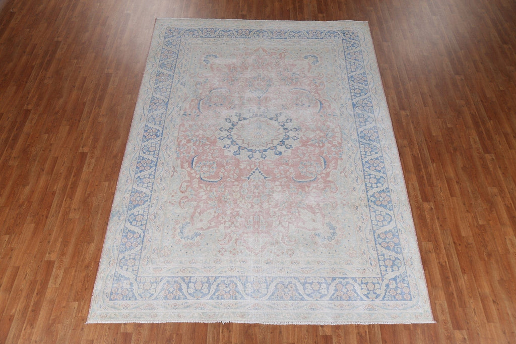 Muted Distressed Kerman Persian Area Rug 8x11