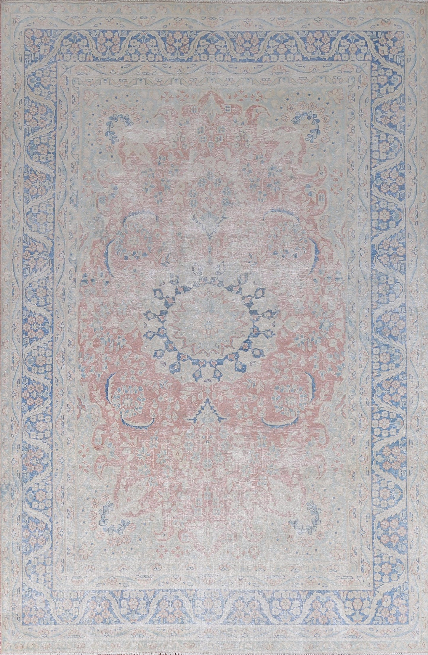 Muted Distressed Kerman Persian Area Rug 8x11