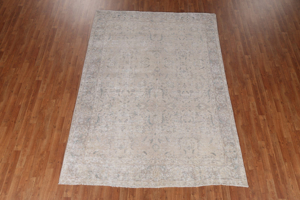 Muted Distressed Tabriz Persian Area Rug 6x9