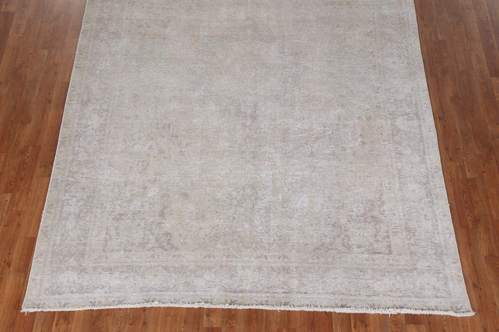 Muted Distressed Tabriz Vintage Persian Rug 7x10