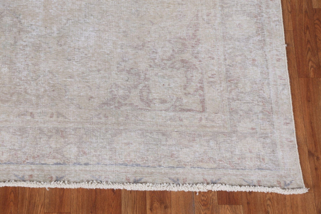 Muted Distressed Tabriz Vintage Persian Rug 7x10