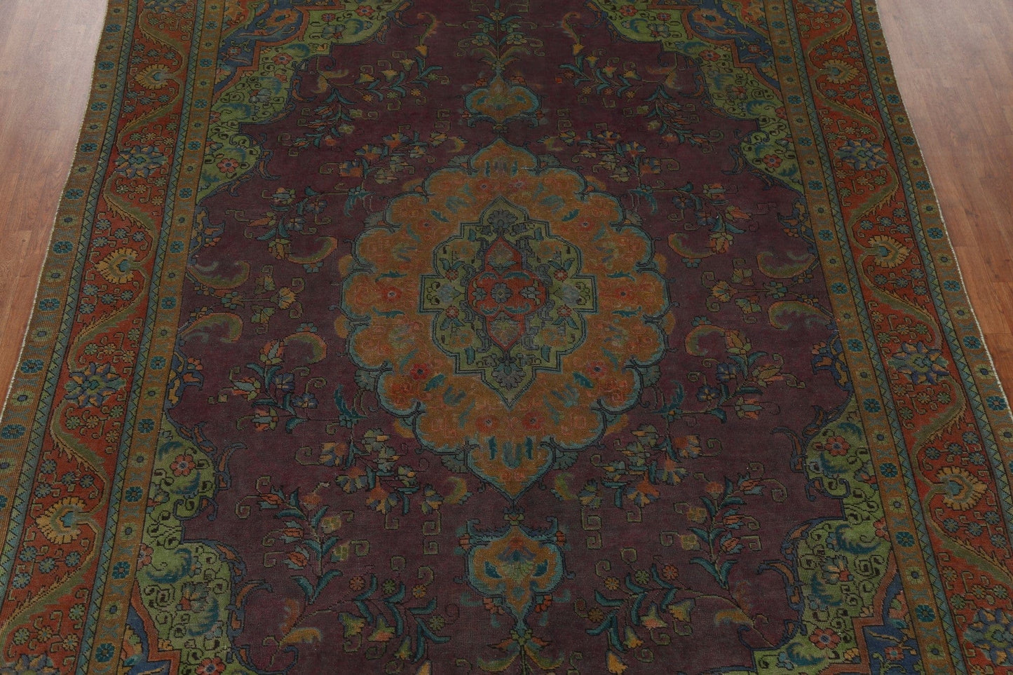 Distressed Over-Dyed Tabriz Persian Area Rug 9x13