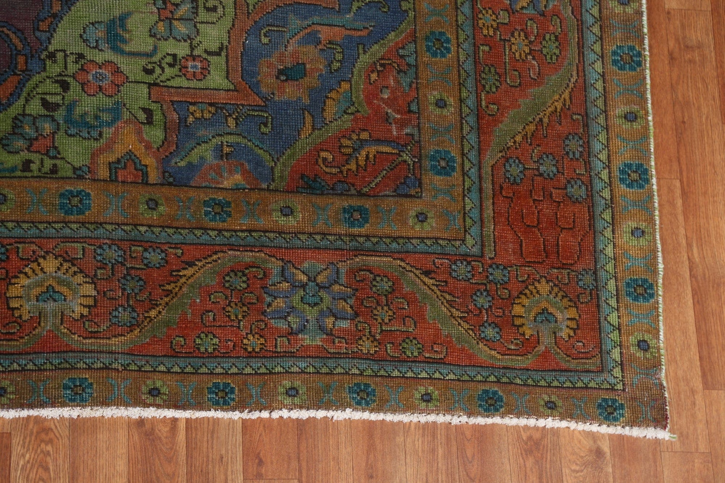 Distressed Over-Dyed Tabriz Persian Area Rug 9x13