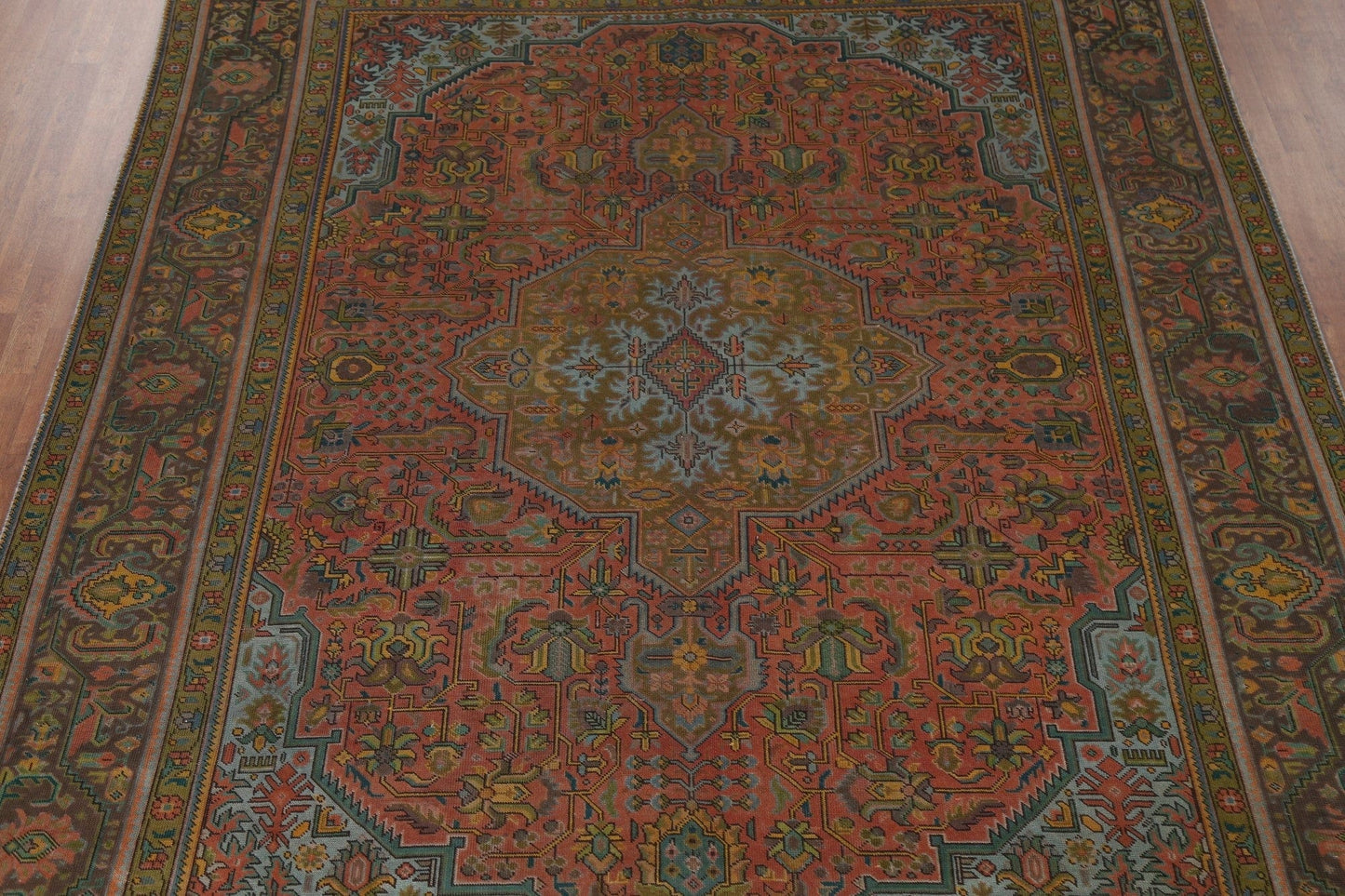 Distressed Over-Dyed Tabriz Persian Area Rug 9x13