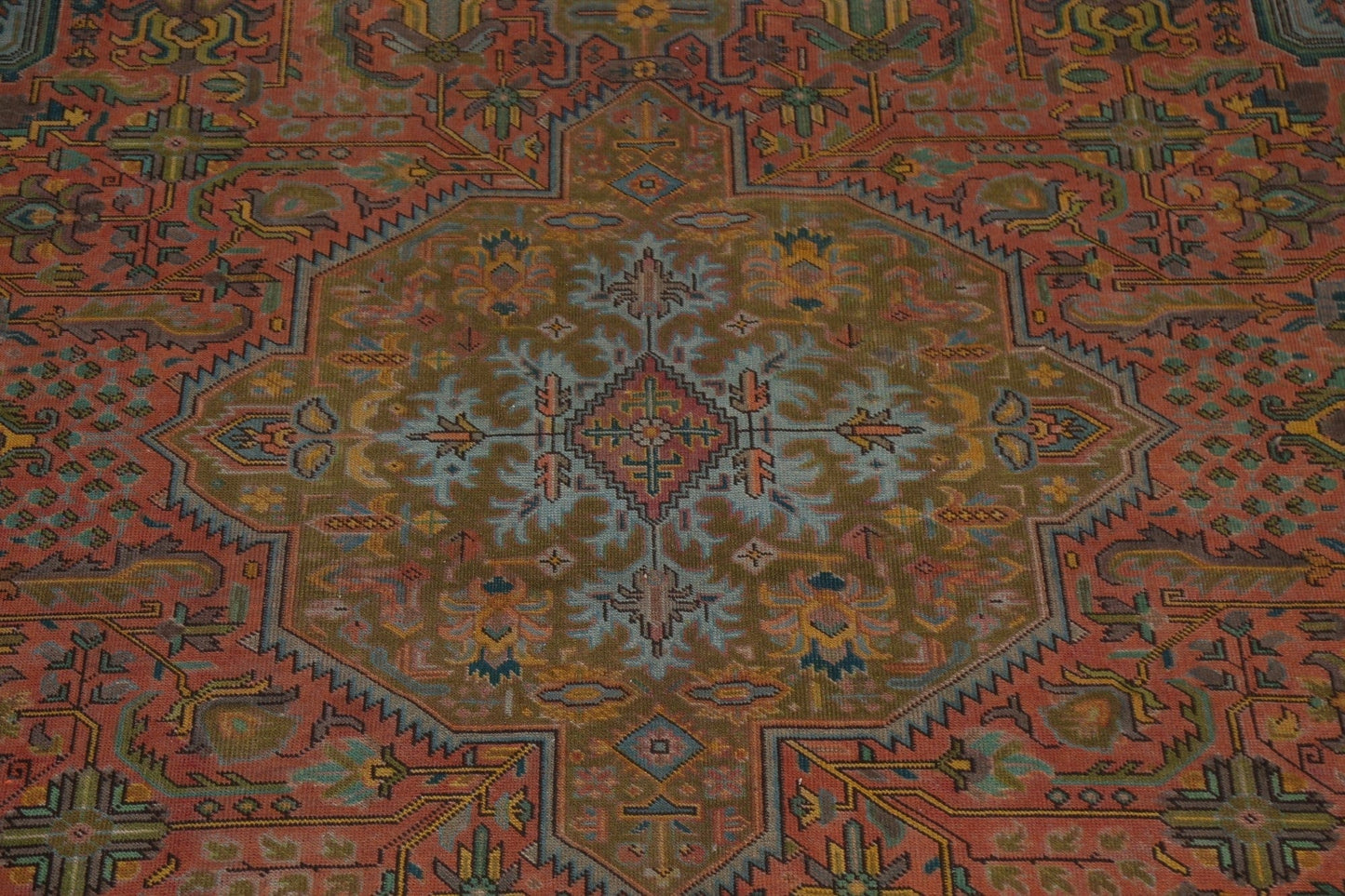 Distressed Over-Dyed Tabriz Persian Area Rug 9x13