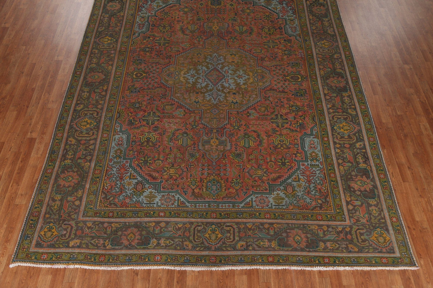 Distressed Over-Dyed Tabriz Persian Area Rug 9x13