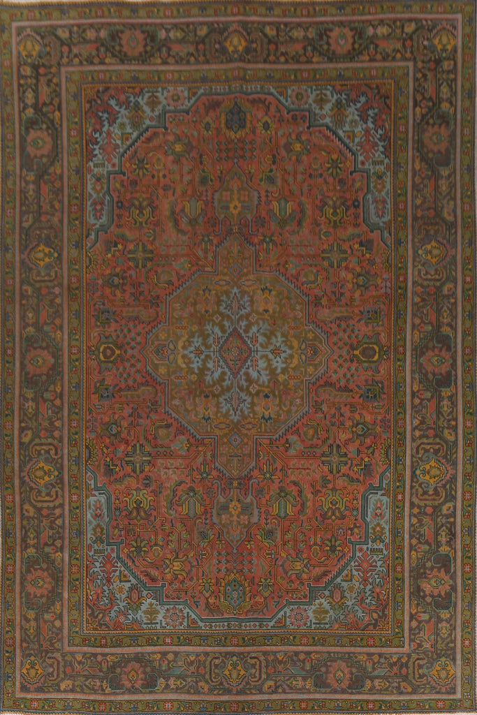 Distressed Over-Dyed Tabriz Persian Area Rug 9x13