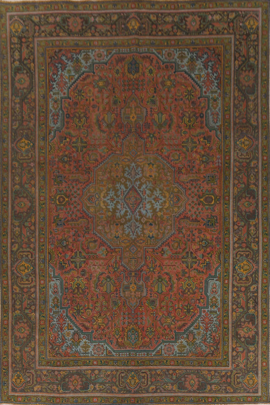 Distressed Over-Dyed Tabriz Persian Area Rug 9x13