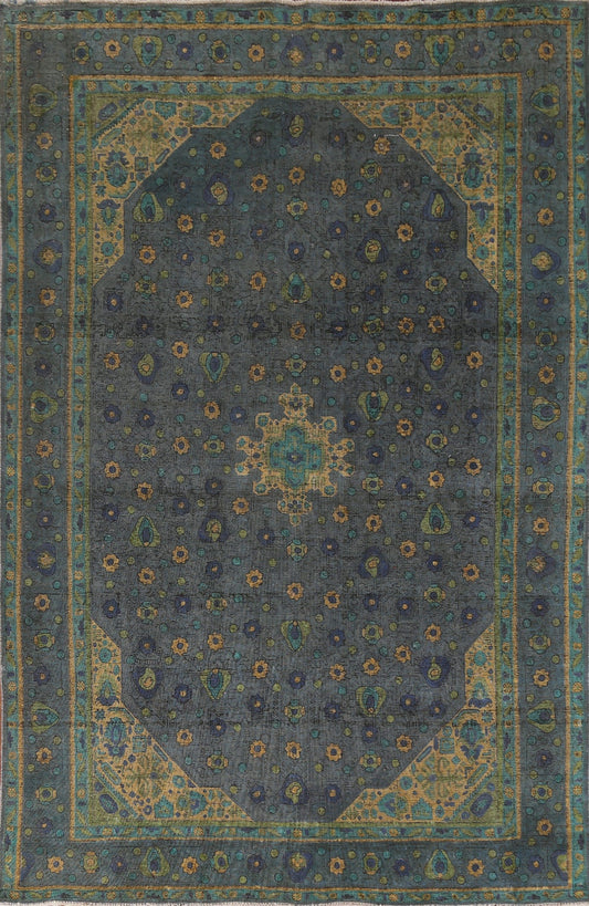 Distressed Over-Dyed Tabriz Wool Persian Rug 7x11