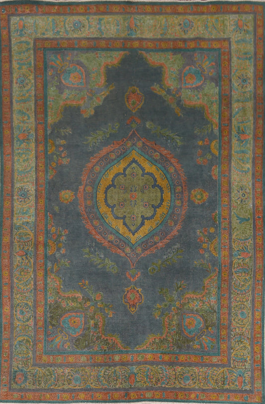 Distressed Over-Dyed Tabriz Wool Persian Rug 8x11