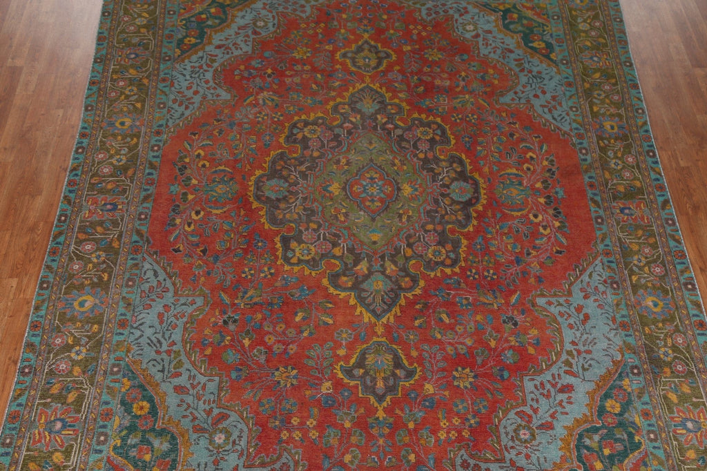 Red Floral Wool Tabriz Persian Area Rug 9x12