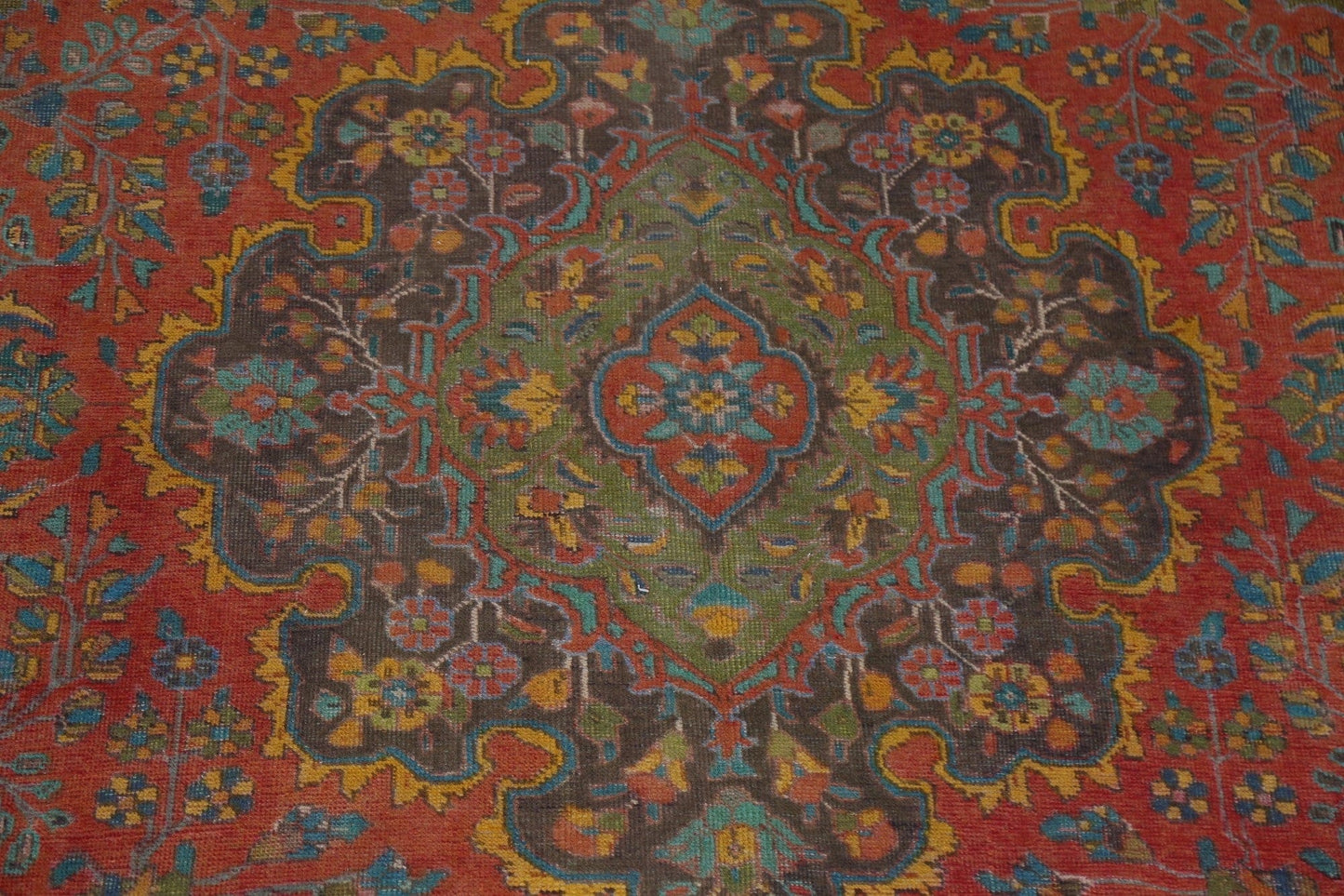 Red Floral Wool Tabriz Persian Area Rug 9x12