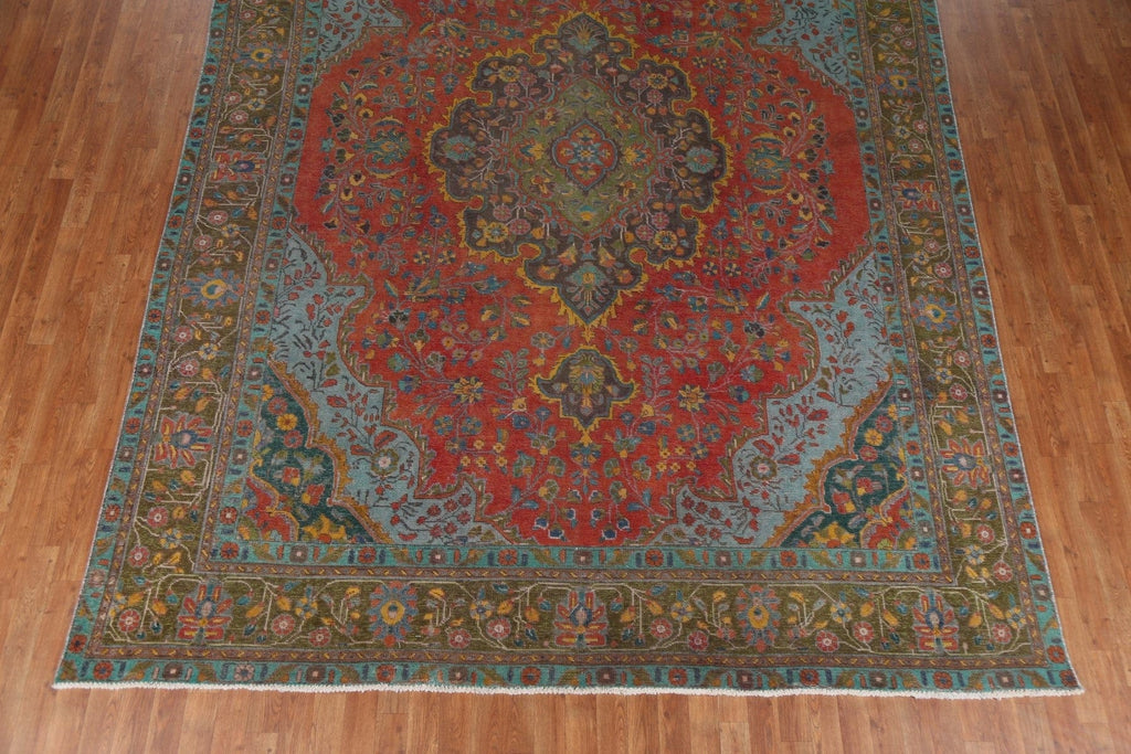 Red Floral Wool Tabriz Persian Area Rug 9x12