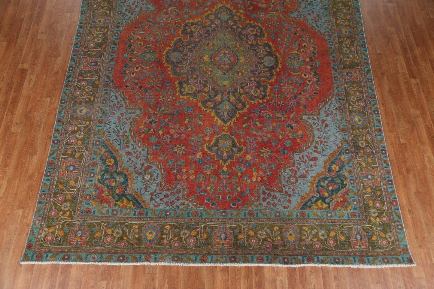 Red Floral Wool Tabriz Persian Area Rug 9x12