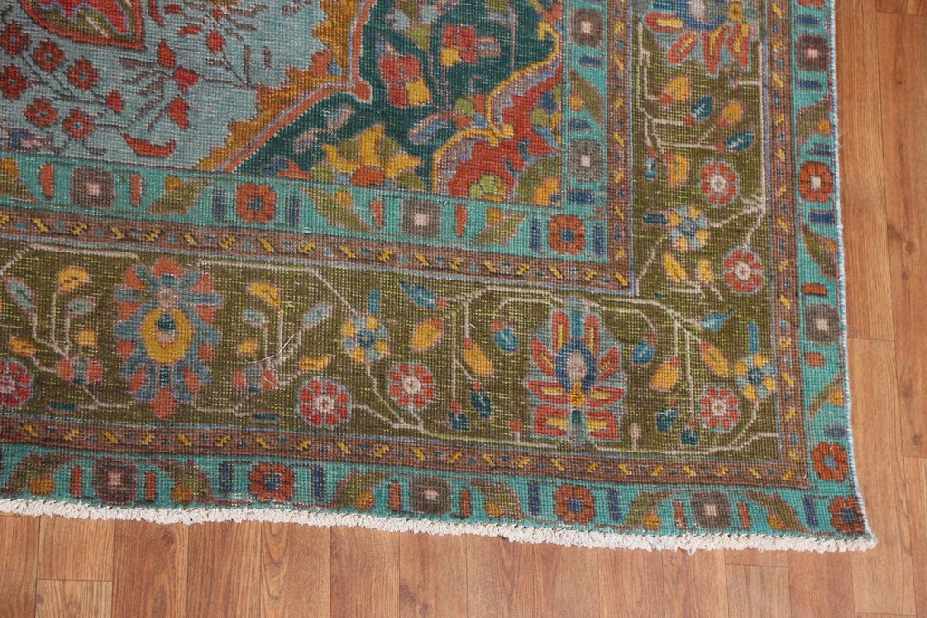 Red Floral Wool Tabriz Persian Area Rug 9x12