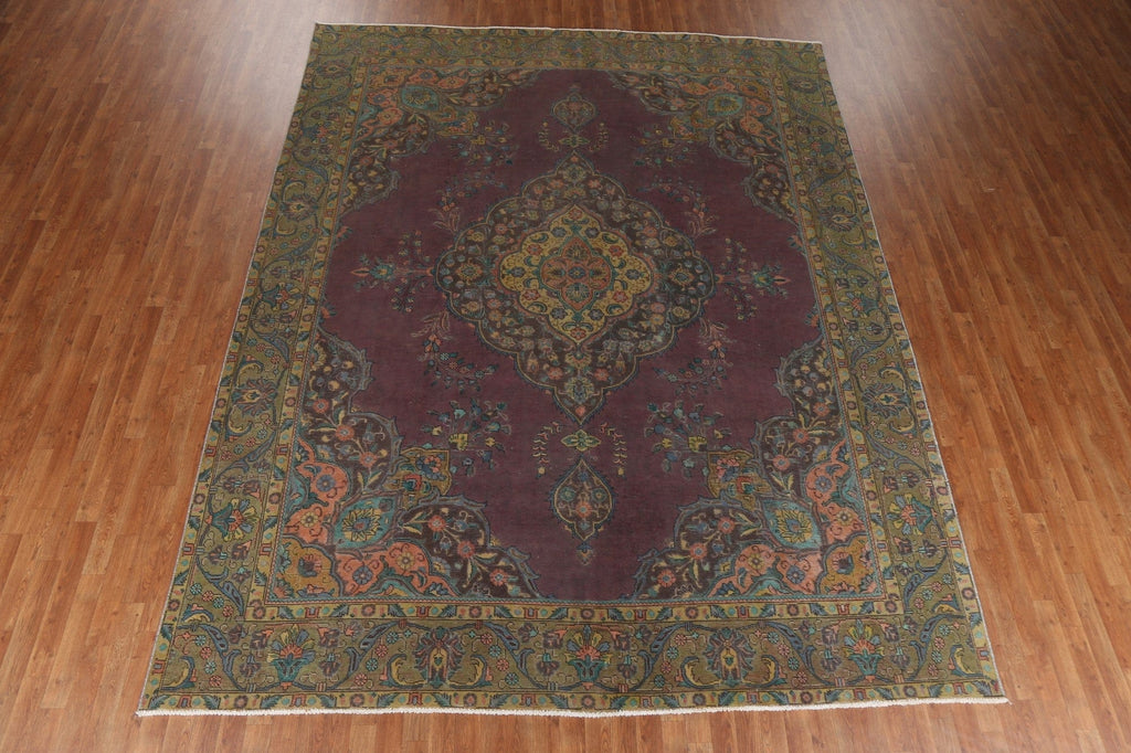 Distressed Over-Dyed Tabriz Persian Area Rug 10x12