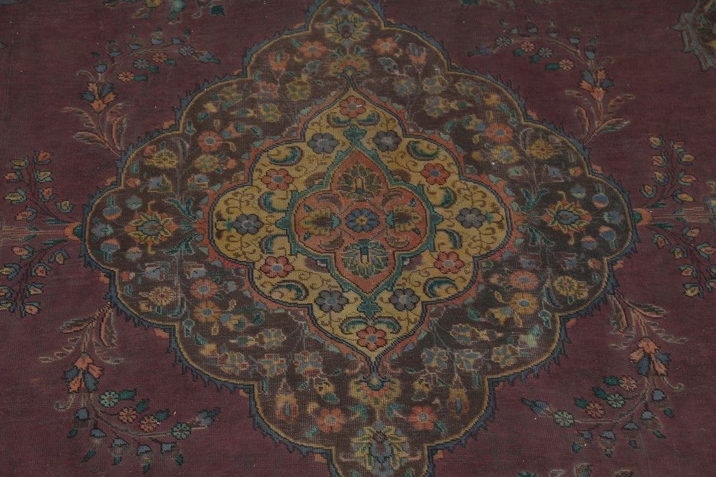 Distressed Over-Dyed Tabriz Persian Area Rug 10x12