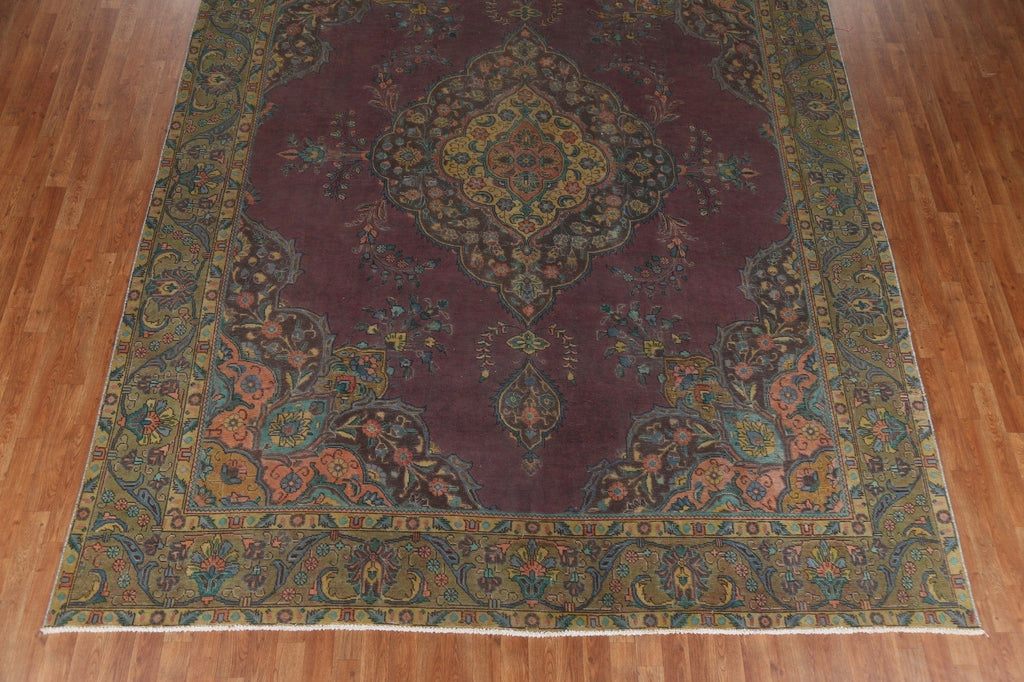 Distressed Over-Dyed Tabriz Persian Area Rug 10x12