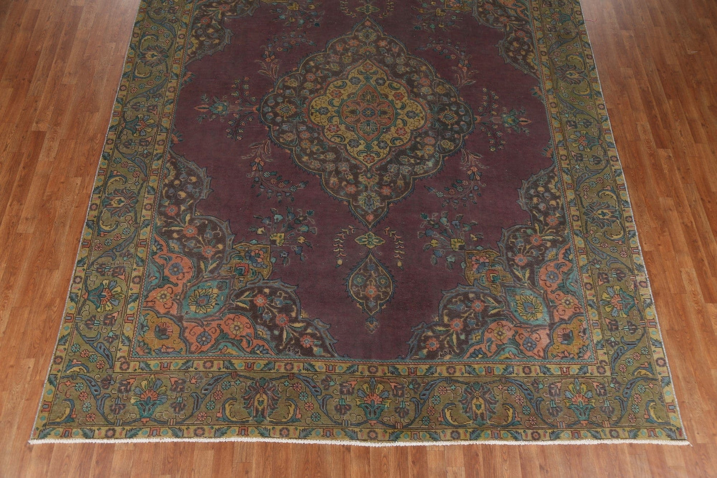 Distressed Over-Dyed Tabriz Persian Area Rug 10x12