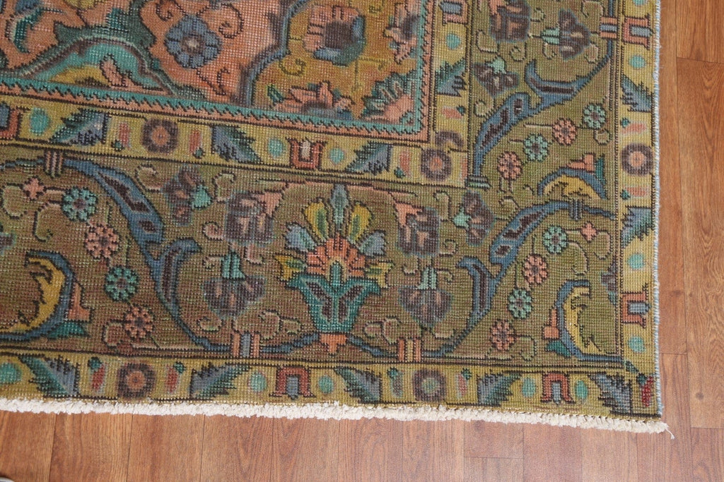 Distressed Over-Dyed Tabriz Persian Area Rug 10x12