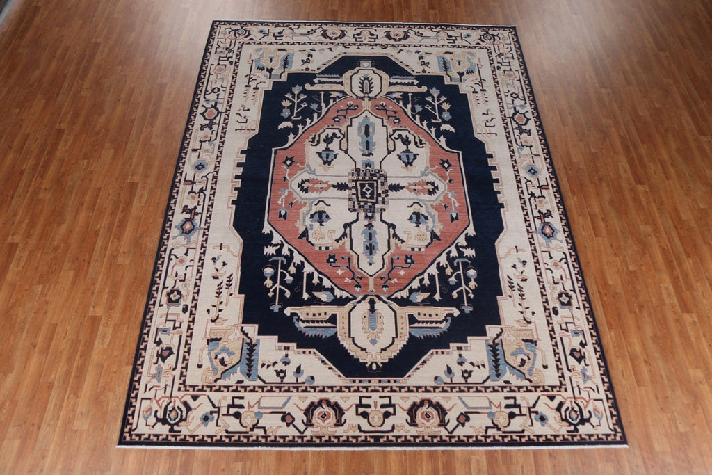 Hand-Knotted Wool Heriz Serapi Turkish Rug 9x12