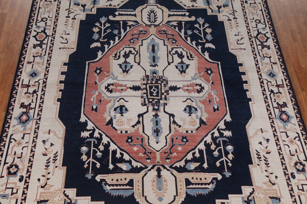 Hand-Knotted Wool Heriz Serapi Turkish Rug 9x12