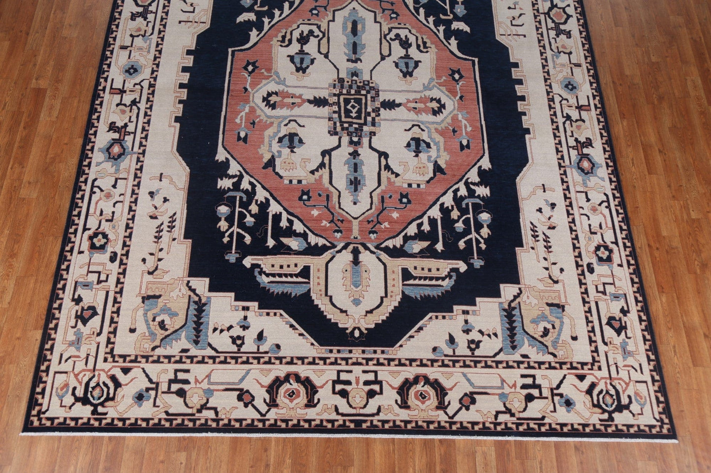 Hand-Knotted Wool Heriz Serapi Turkish Rug 9x12