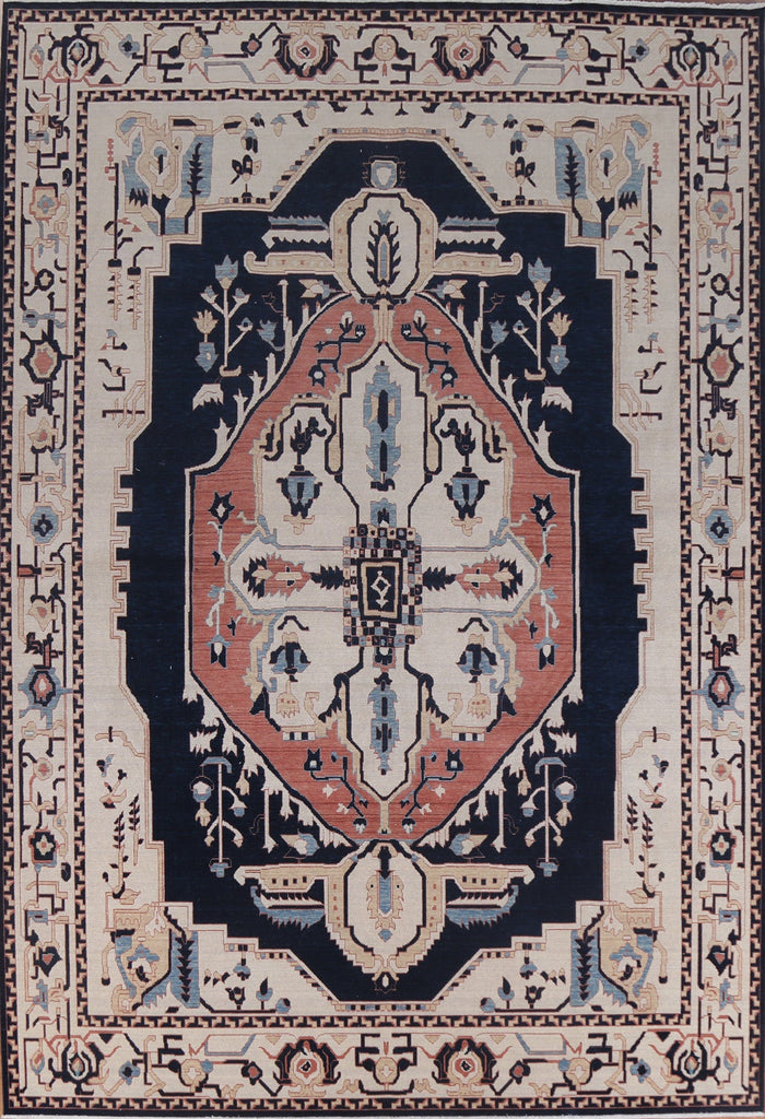 Hand-Knotted Wool Heriz Serapi Turkish Rug 9x12