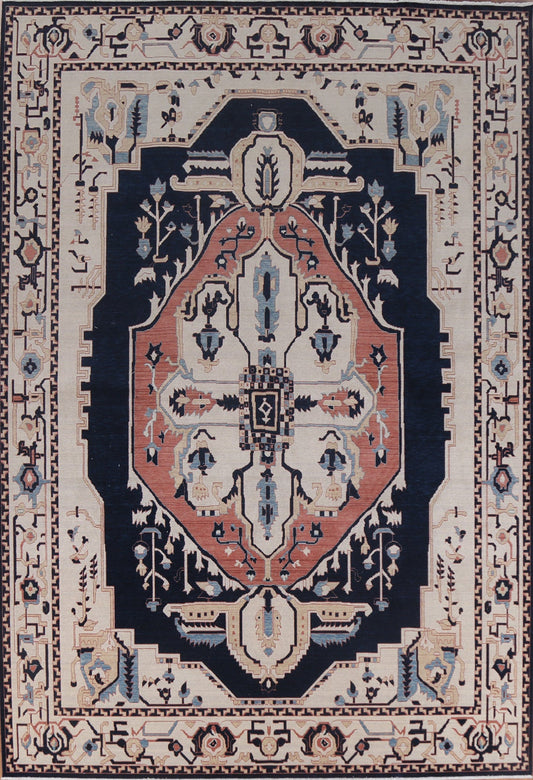 Hand-Knotted Wool Heriz Serapi Turkish Rug 9x12