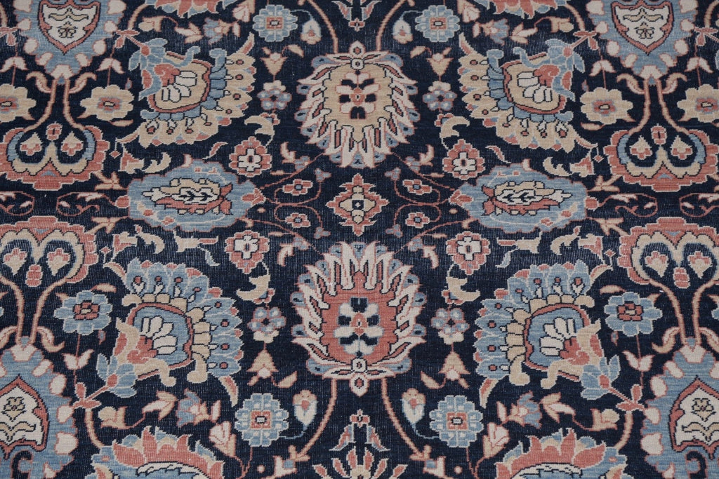 Navy Blue Floral Wool Sultanabad Ziegler Turkish Rug 9x12