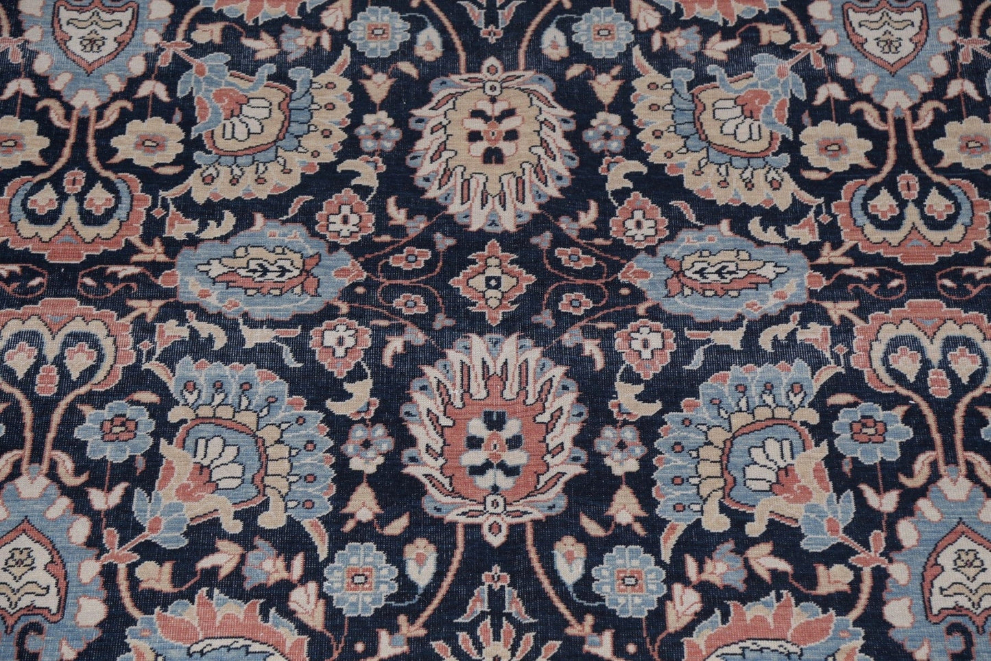 Navy Blue Floral Wool Sultanabad Ziegler Turkish Rug 9x12