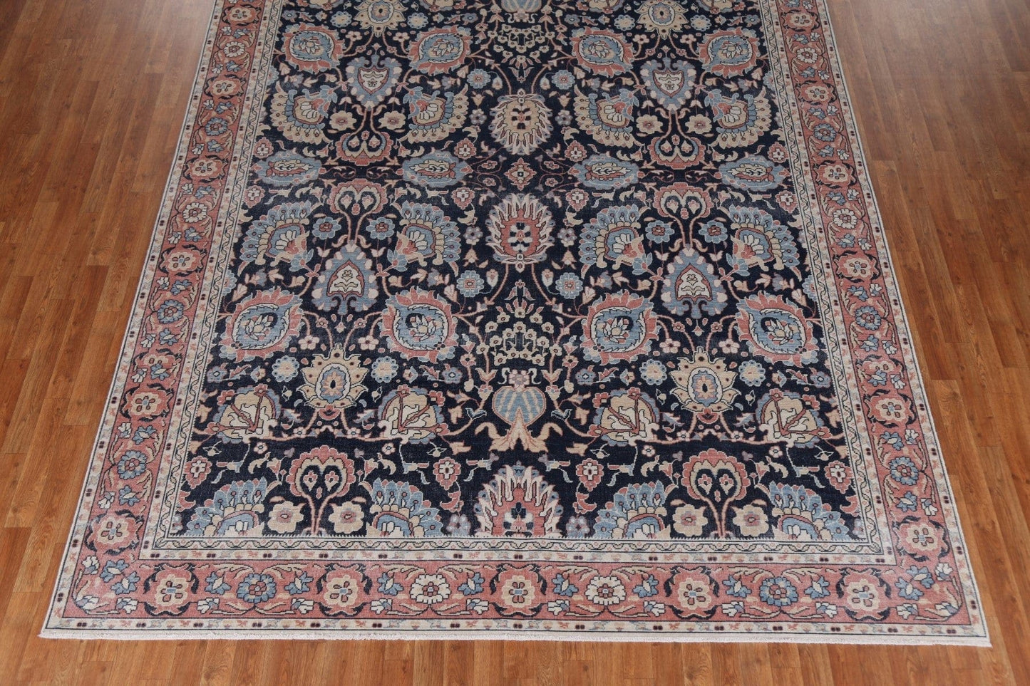 Navy Blue Floral Wool Sultanabad Ziegler Turkish Rug 9x12