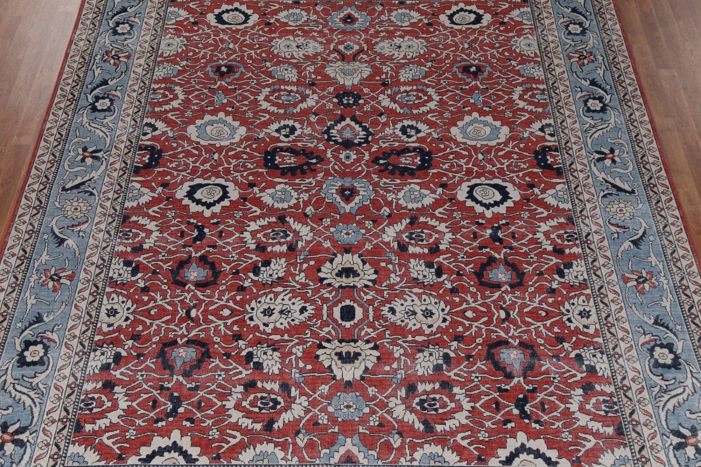 Red Floral Wool Sultanabad Ziegler Turkish Rug 9x12