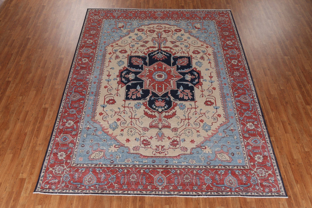 Hand-Knotted Wool Heriz Serapi Turkish Rug 9x12