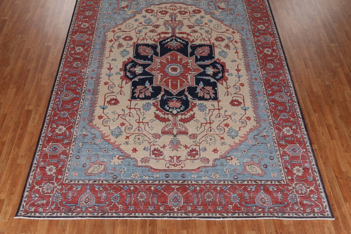 Hand-Knotted Wool Heriz Serapi Turkish Rug 9x12