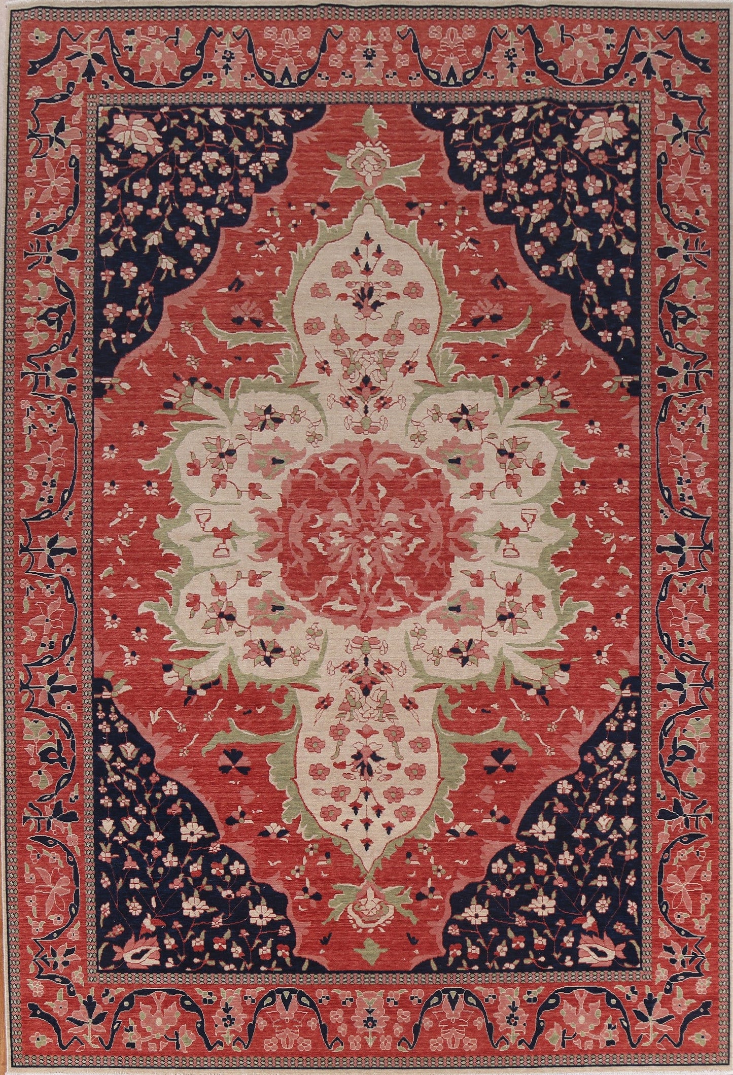 Wool Floral Sarouk Farahan Turkish Rug 9x12