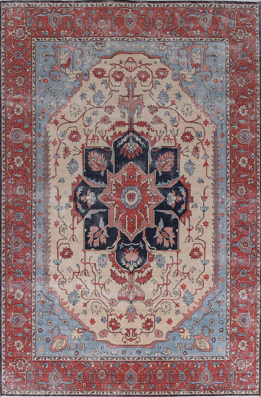 Hand-Knotted Heriz Serapi Turkish Wool Rug 9x12