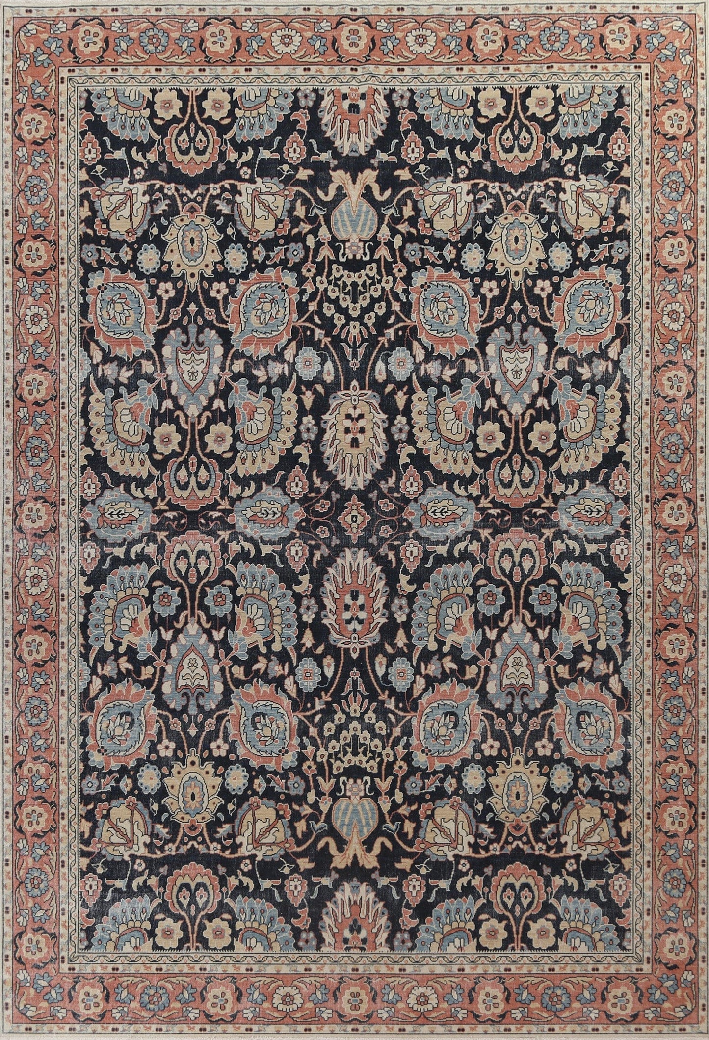 All-Over Floral Sultanabad Ziegler Turkish Wool Rug 9x12