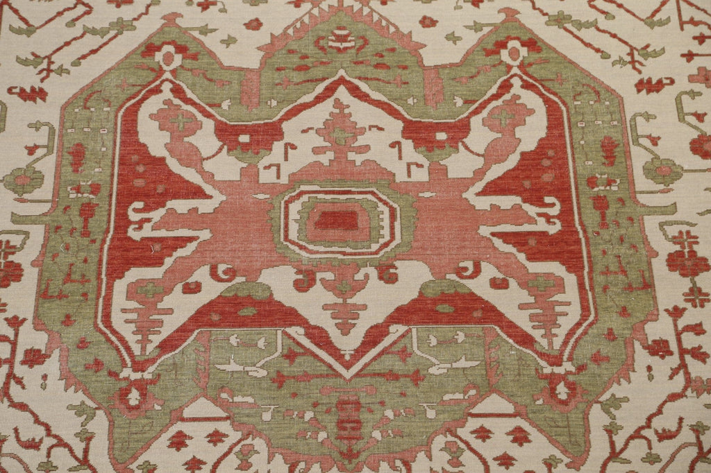 Hand-Knotted Wool Heriz Serapi Turkish Rug 9x12