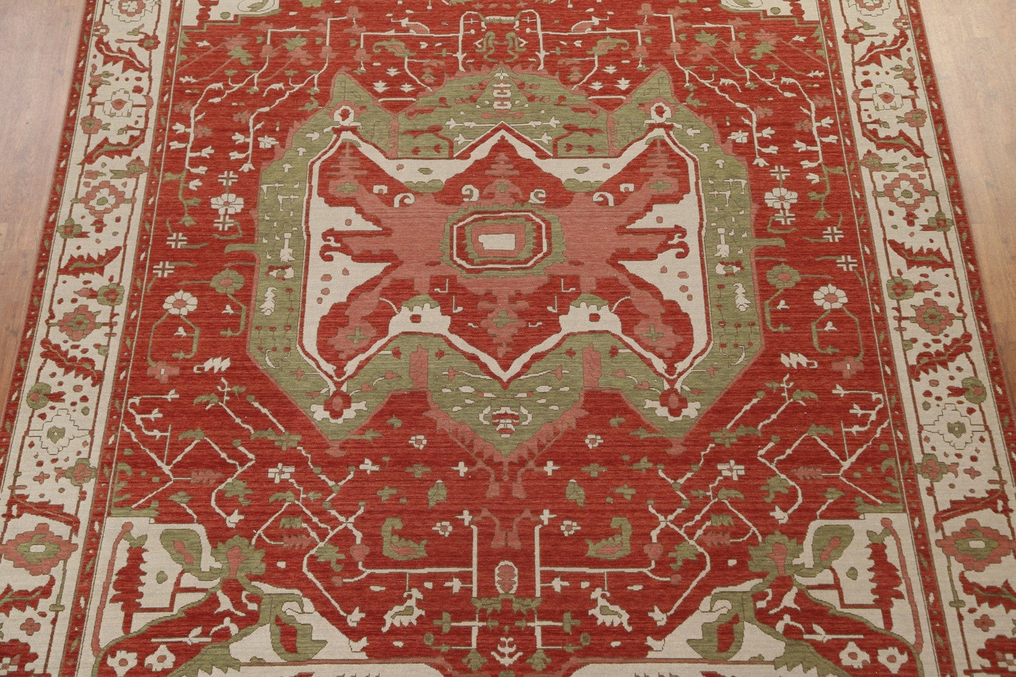 Hand-Knotted Heriz Serapi Turkish Wool Rug 9x12