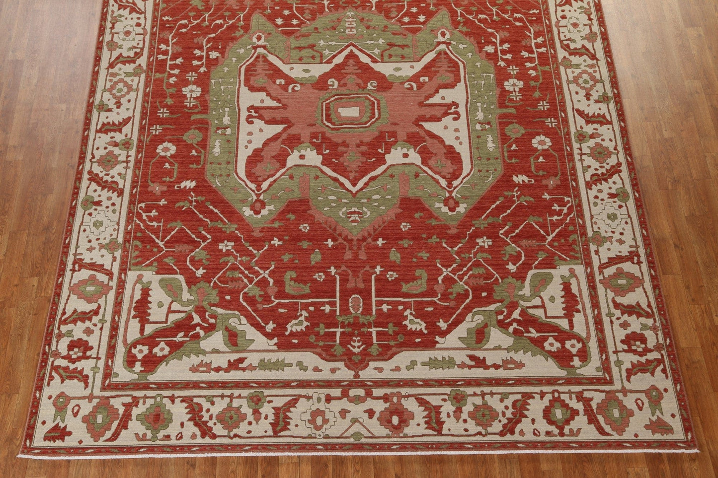 Hand-Knotted Heriz Serapi Turkish Wool Rug 9x12