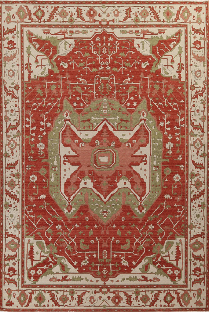 Hand-Knotted Heriz Serapi Turkish Wool Rug 9x12